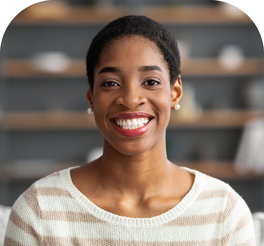 Woman smiling with dental crowns in Burbank