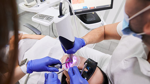 Woman receiving a dental treatment