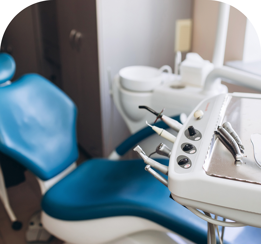 Empty dental exam chair