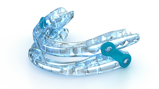 Pale blue oral appliance